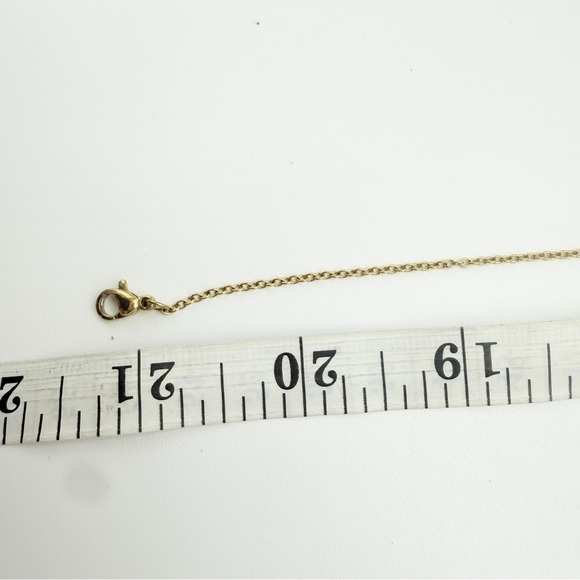 Gold Tone Chain Necklace with Evil Eye and Faux Pearl Beads - Picture 9 of 9